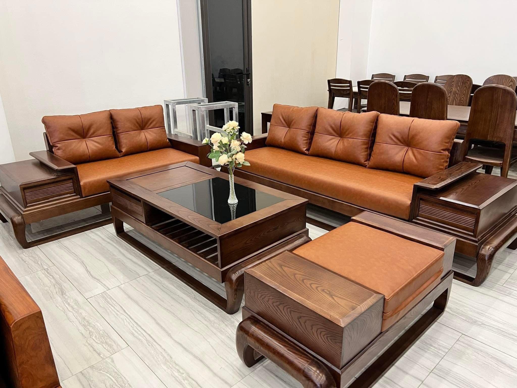 Bộ bàn ghế sofa phòng khách đùi gà gỗ tần bì cao cấp